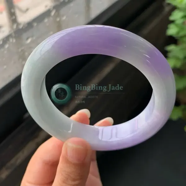 Lavender Mist Ube Clouds Jadeite Bangle 55mm