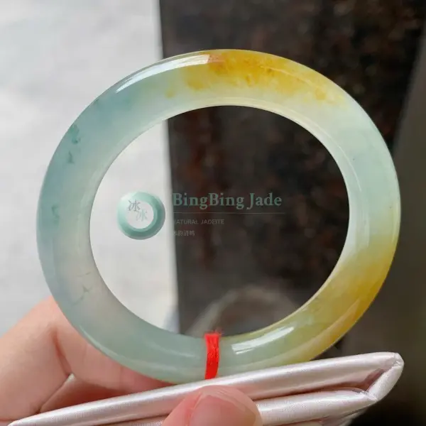 Icy Seafoam with Honeyed Amber Drift — Round Bangle 50.9mm