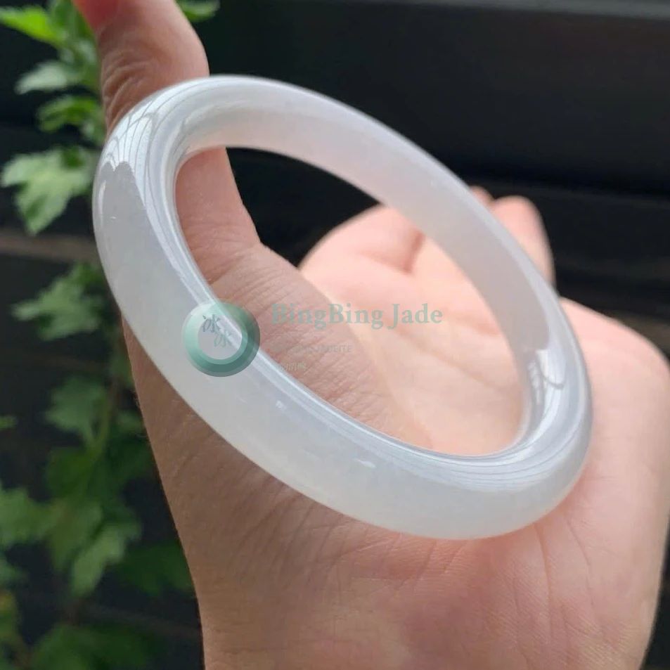 Milky Glacier Glow Jadeite Bangle 54mm