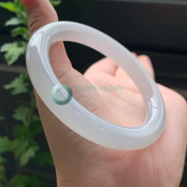 Milky Glacier Glow Jadeite Bangle 54mm