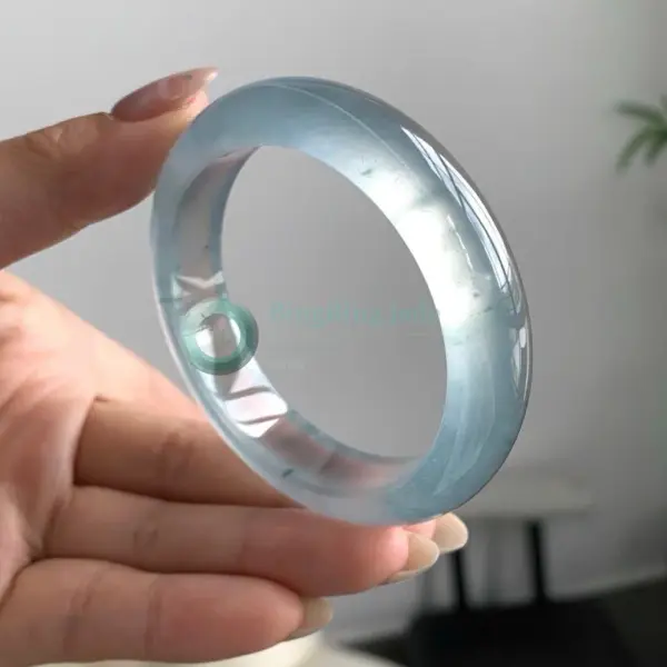 Glacial Blue-Steel Glass Jadeite Bangle 53.5mm — Frozen Fluorescence