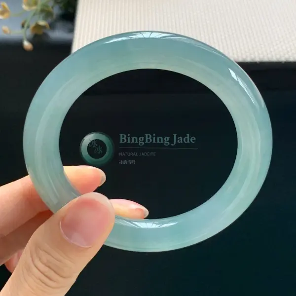 Icy Stillwater Celadon Jelly Round Bangle 53.8mm