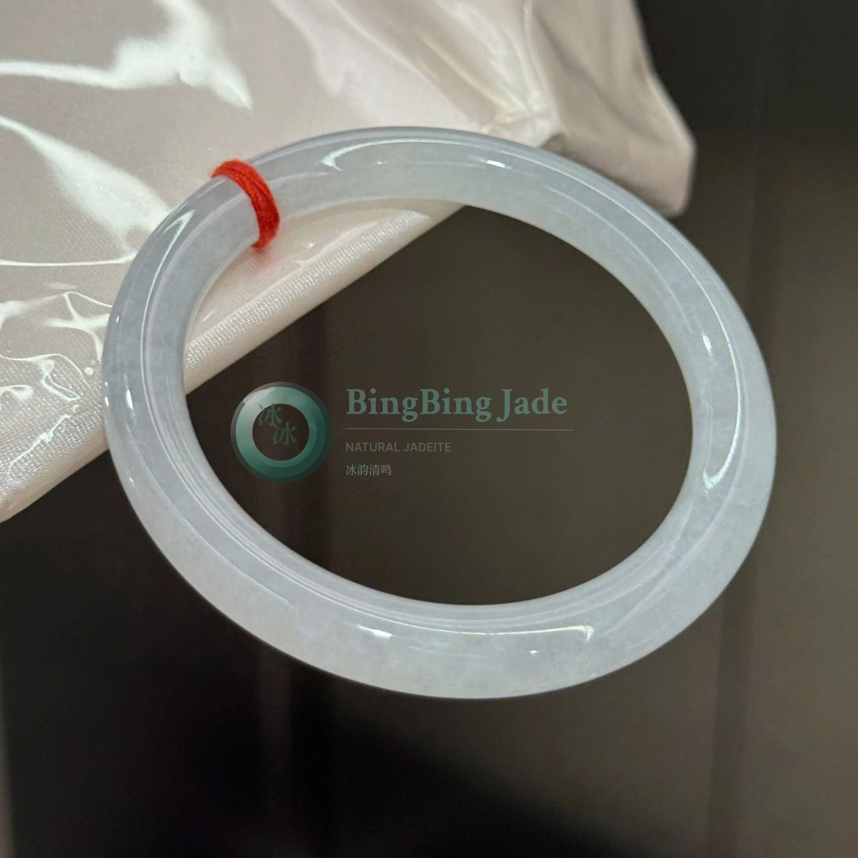 Icy White Jelly Bangle 53.6mm — Luminous Chopstick Profile