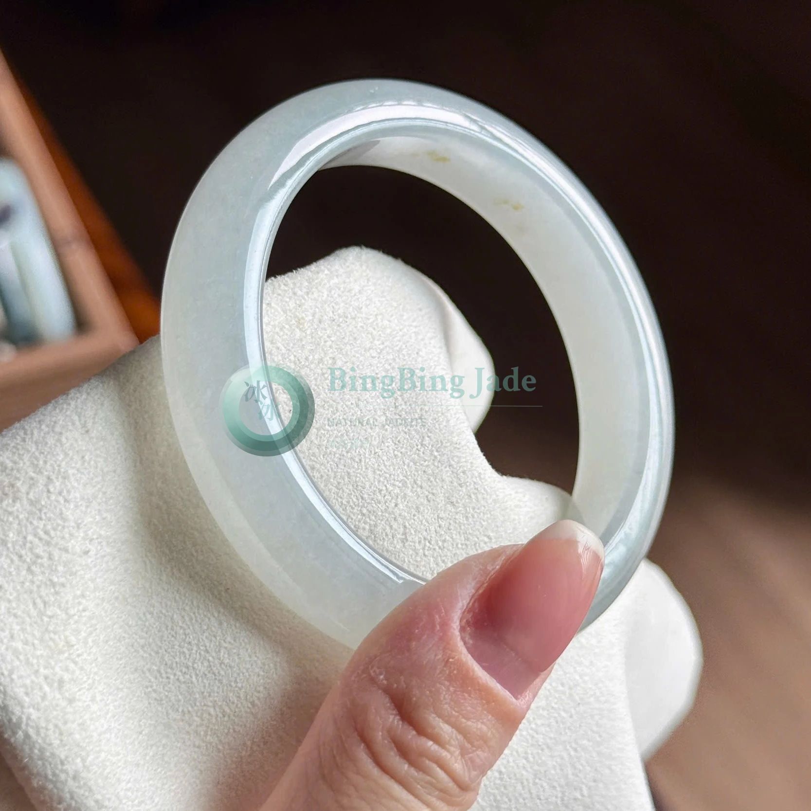 Icy White with Subtle Blue Undertone Narrow Bangle 55mm