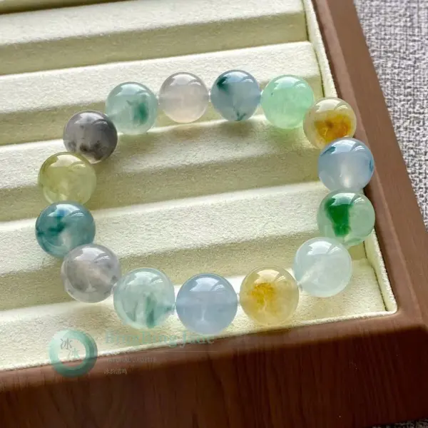 Icy Multi-Color Floating Garden Jadeite Bracelet
