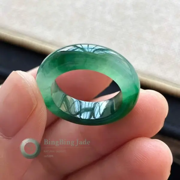 Deep Emerald Ice-Band Jadeite Ring