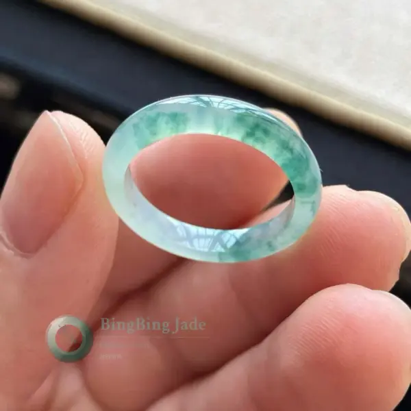 Icy Floating Blossom Jadeite Ring 17mm