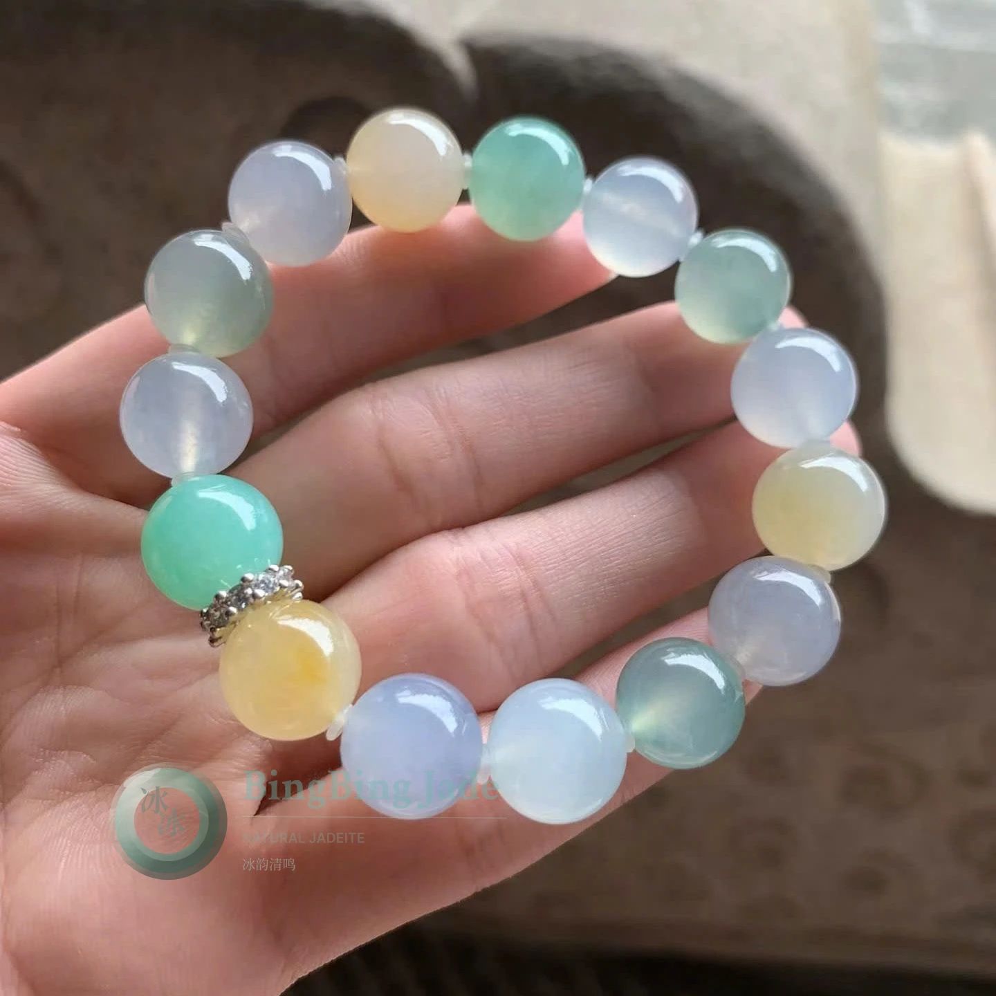 Pastel Spring Medley Jadeite Bead Bracelet