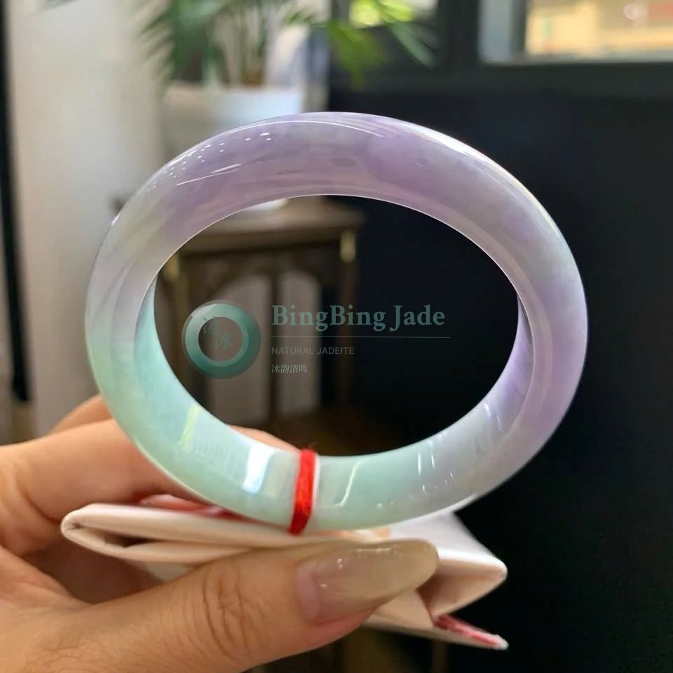 Spring Lavender & Celadon Glutinous Bangle 58mm