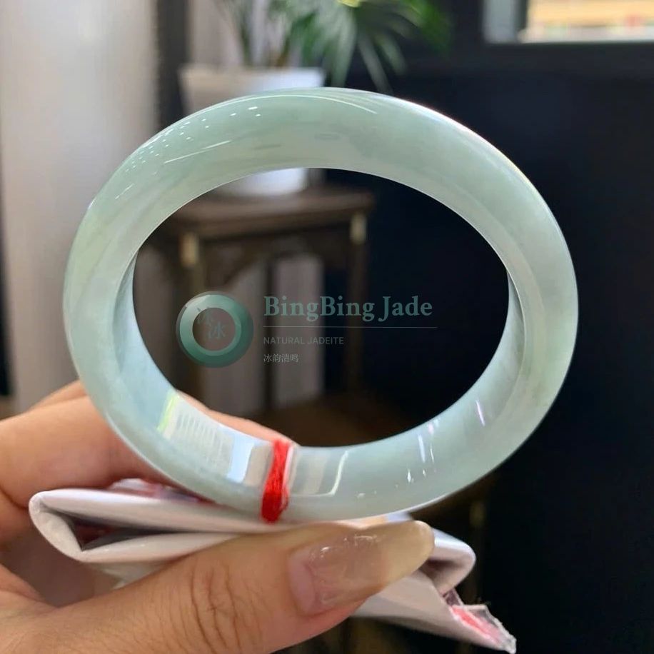 Pale Celadon Round Bangle 58mm — Silken Glow