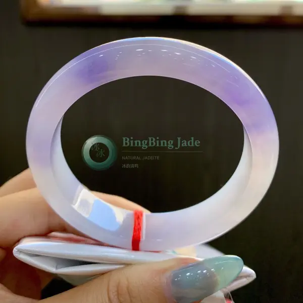 Lavender Mist Icy Glutinous Jadeite Bangle 53mm