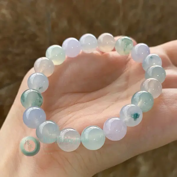 Monet Garden Icy Pastel Bead Bracelet 10mm — Lavender, Seafoam & Blush