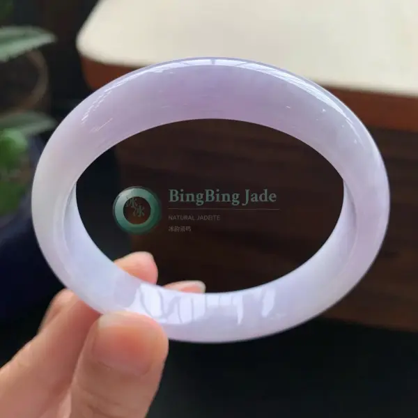 Lilac Haze Jelly Bangle 55mm — Soft Lavender with Icy Glow