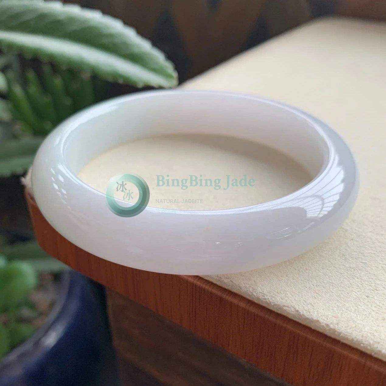 Pale Lilac Whisper Undertone White Jadeite Bangle 55.8mm
