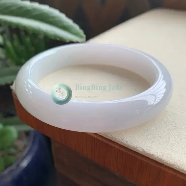 Pale Lilac Whisper Undertone White Jadeite Bangle 55.8mm