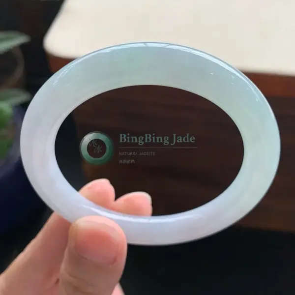Soft Lavender Hue White Mist Jadeite Bangle 52mm
