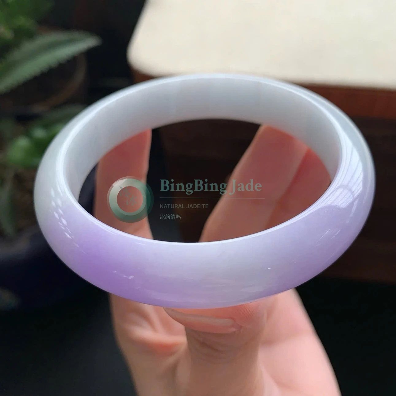 Lavender Mist White Jadeite Bangle 58.8mm