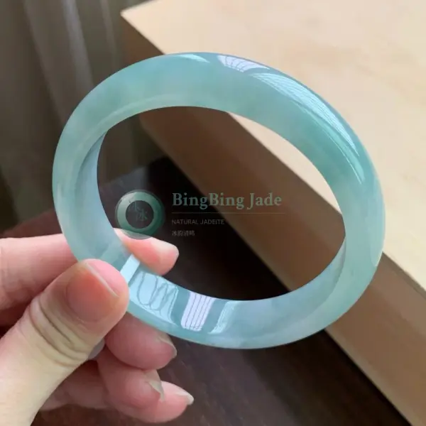 Icy Seafoam Jelly Bangle 58.6mm — Luminous Blue-Green Translucency
