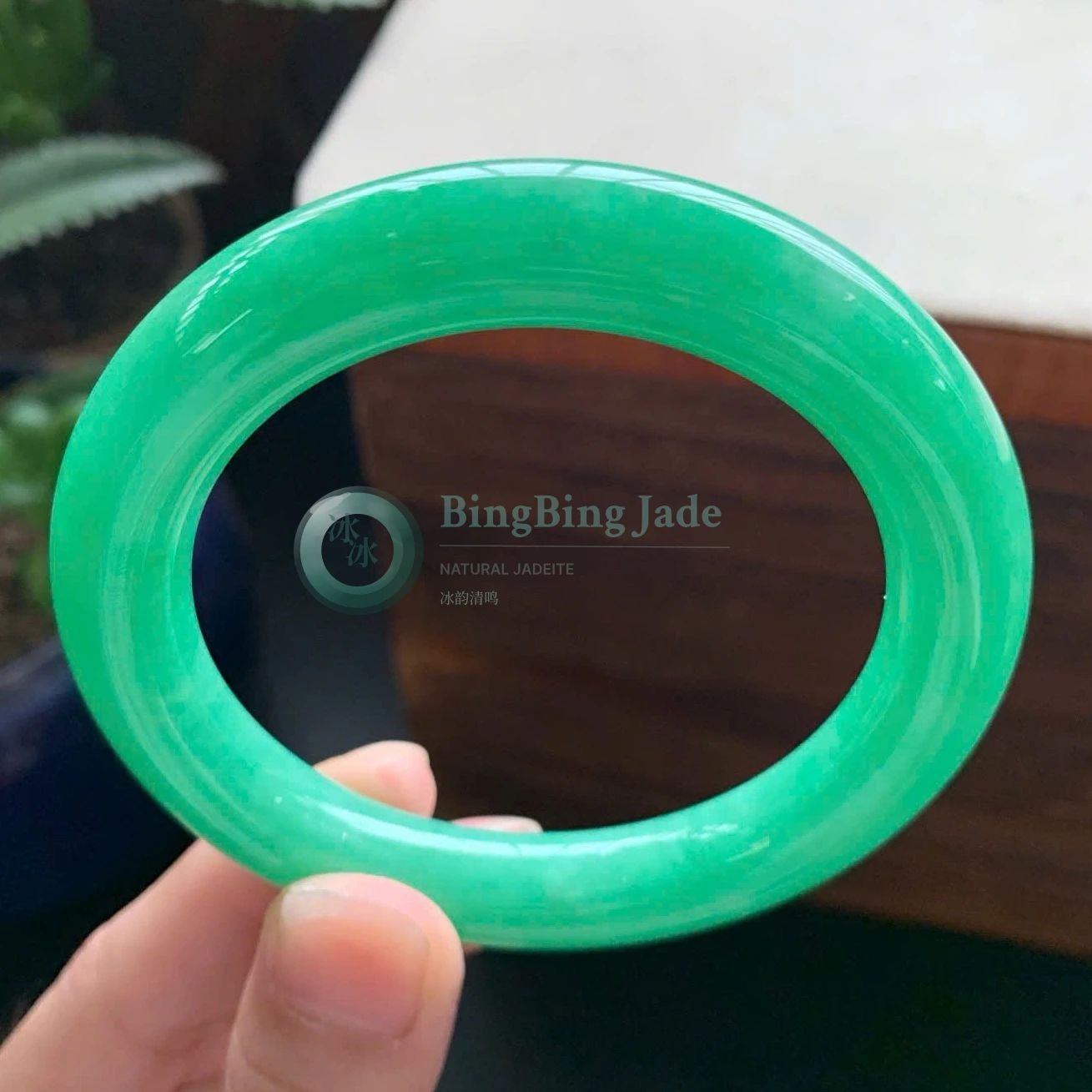 Vivid Apple Green Full-Saturation Jadeite Bangle 56mm