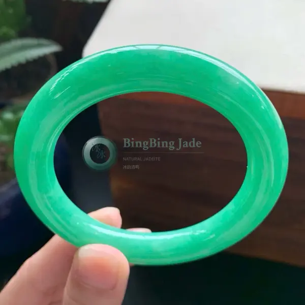 Vivid Apple Green Full-Saturation Jadeite Bangle 56mm