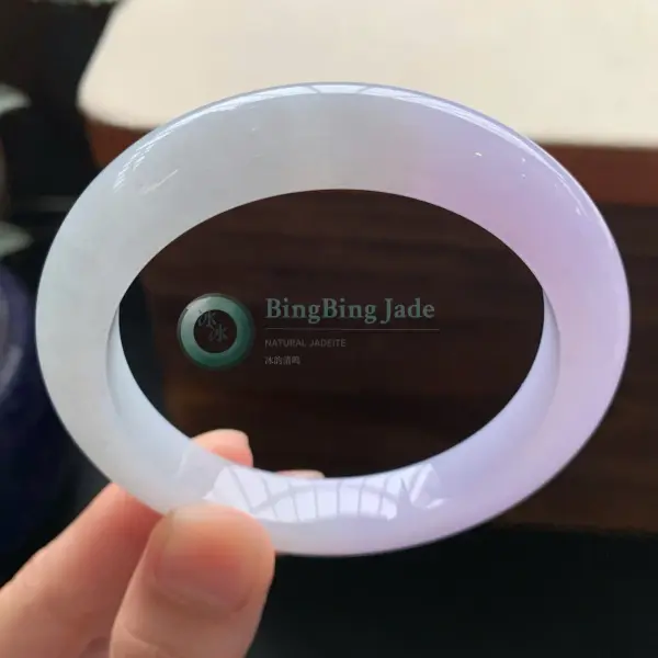 Lilac Mist Icy Glutinous Jadeite Bangle 55.6mm