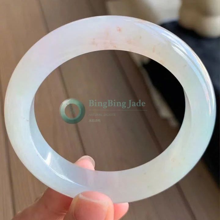 White Jelly Bangle 54.8mm with Faint Blue Float