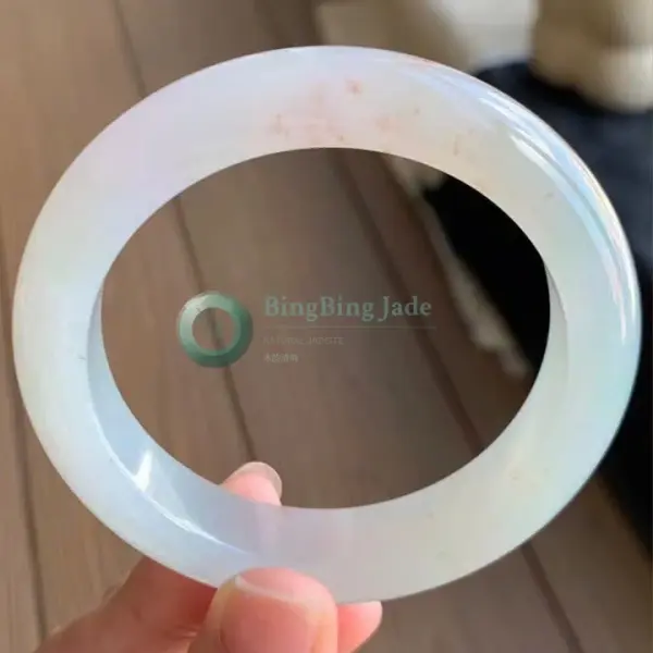 White Jelly Bangle 54.8mm with Faint Blue Float