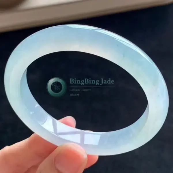 Icy Luminous Guifei Bangle 53.7mm — Pale Aqua Jelly Glow
