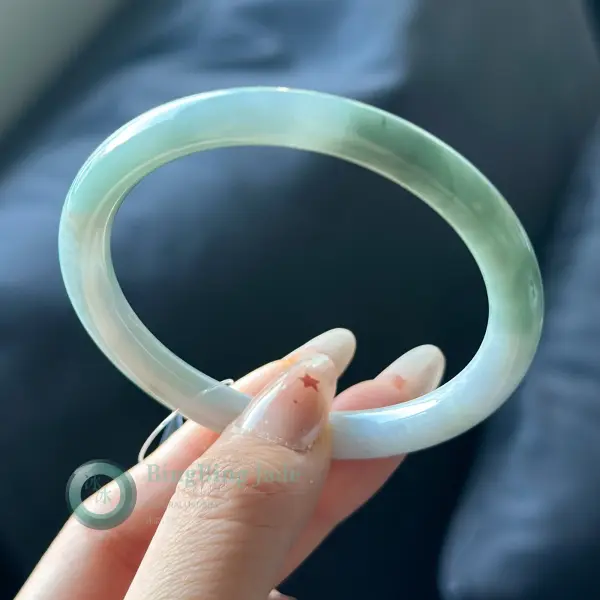 Pale Glacier Glow with Soft Green Drift Bangle 56mm