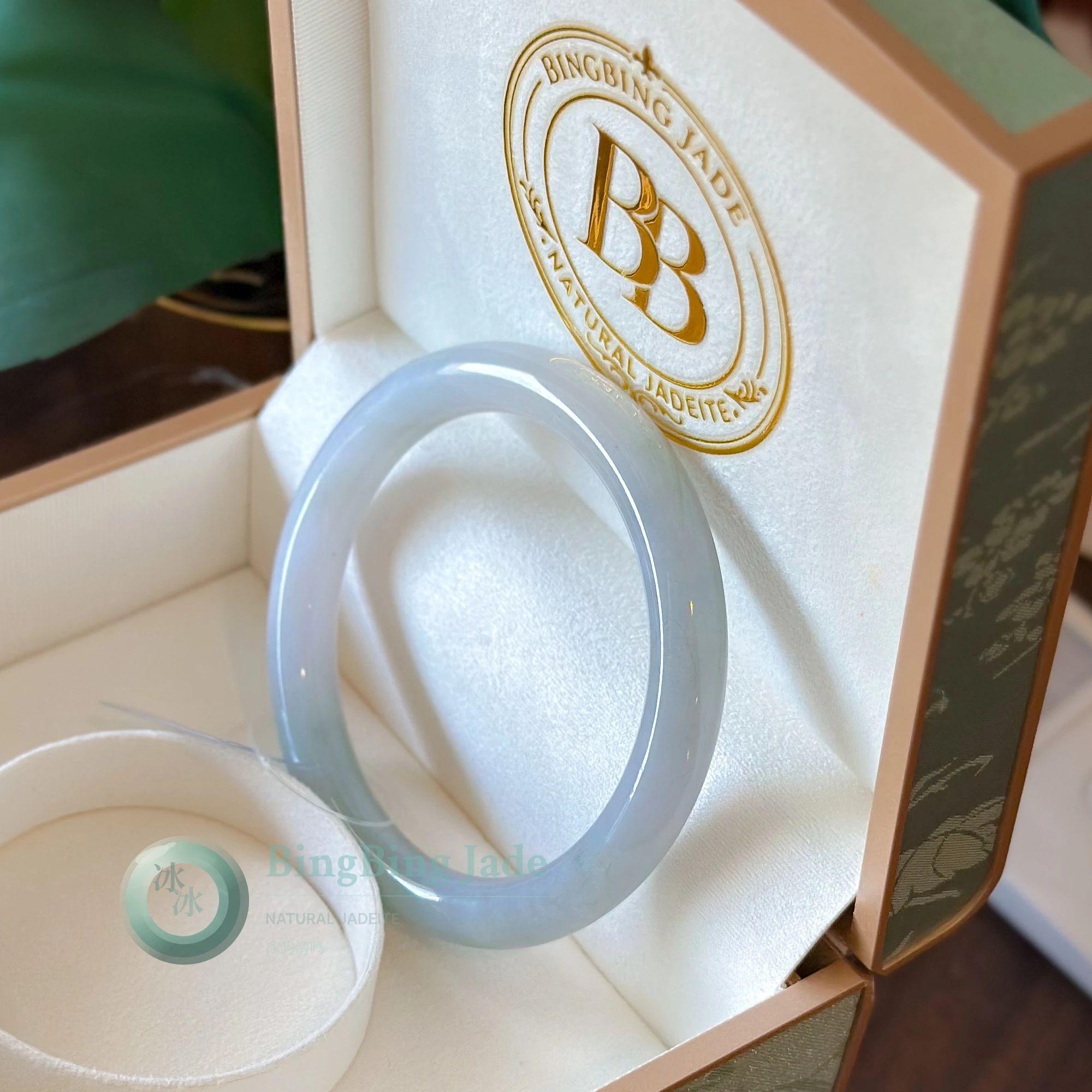Moonlight Translucent Veil Jadeite Bangle 55.7mm