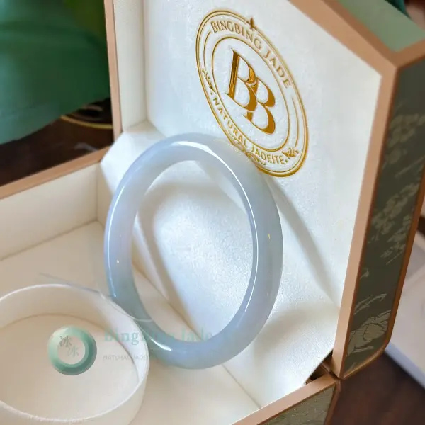 Moonlight Translucent Veil Jadeite Bangle 55.7mm