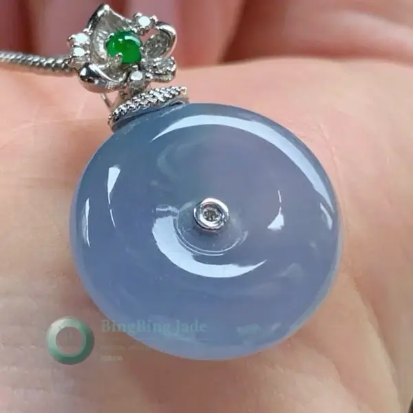 Icy Lavender Donut Pendant with Floating 18K Gold Emerald Crown