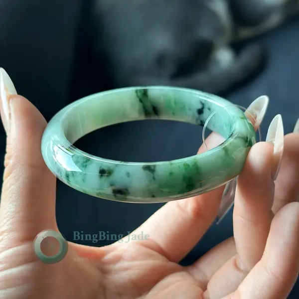 Spring Garden Floating Emerald & Moss Jadeite Bangle 54.8mm