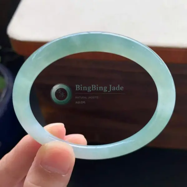 Icy Celadon Glow — Petite Round Bangle 53mm