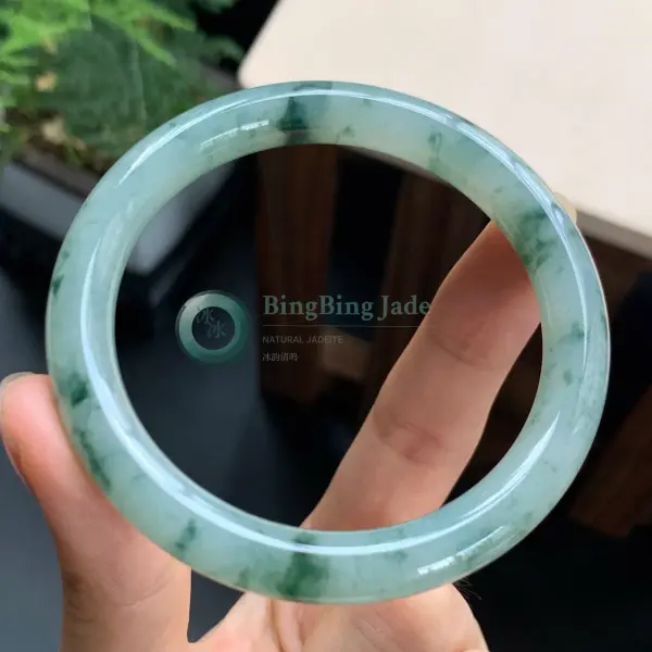 Icy Glutinous Floating Moss Jadeite Bangle 54mm