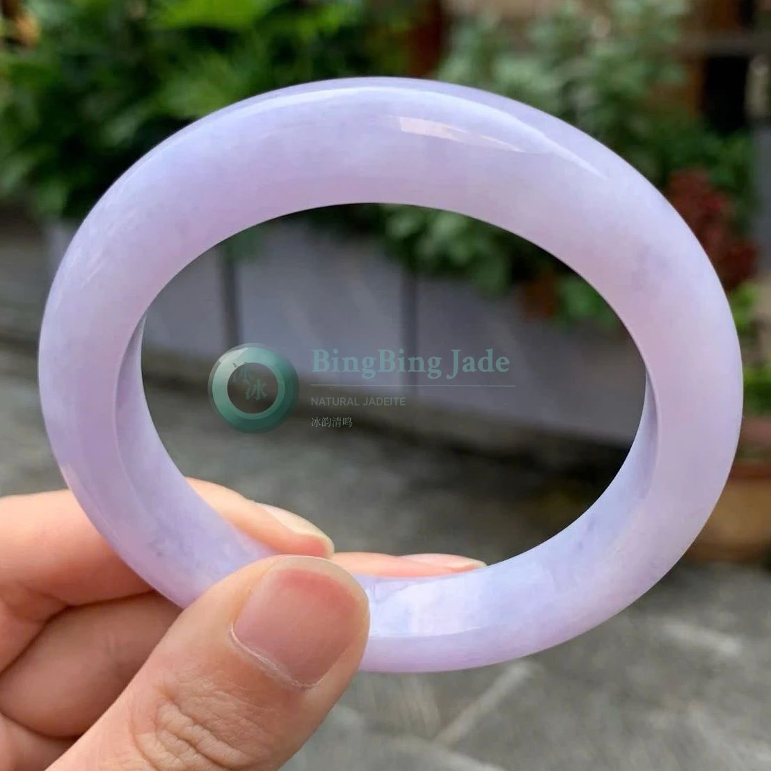 Full Lavender Glutinous Bangle 58.5mm — Soft Lilac Saturation
