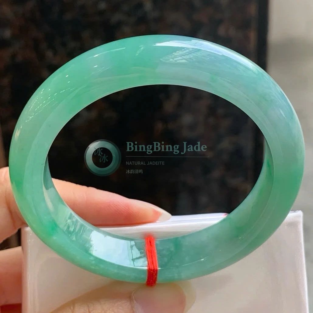 Sweet Mint-Violet Glow Jadeite Bangle 53mm