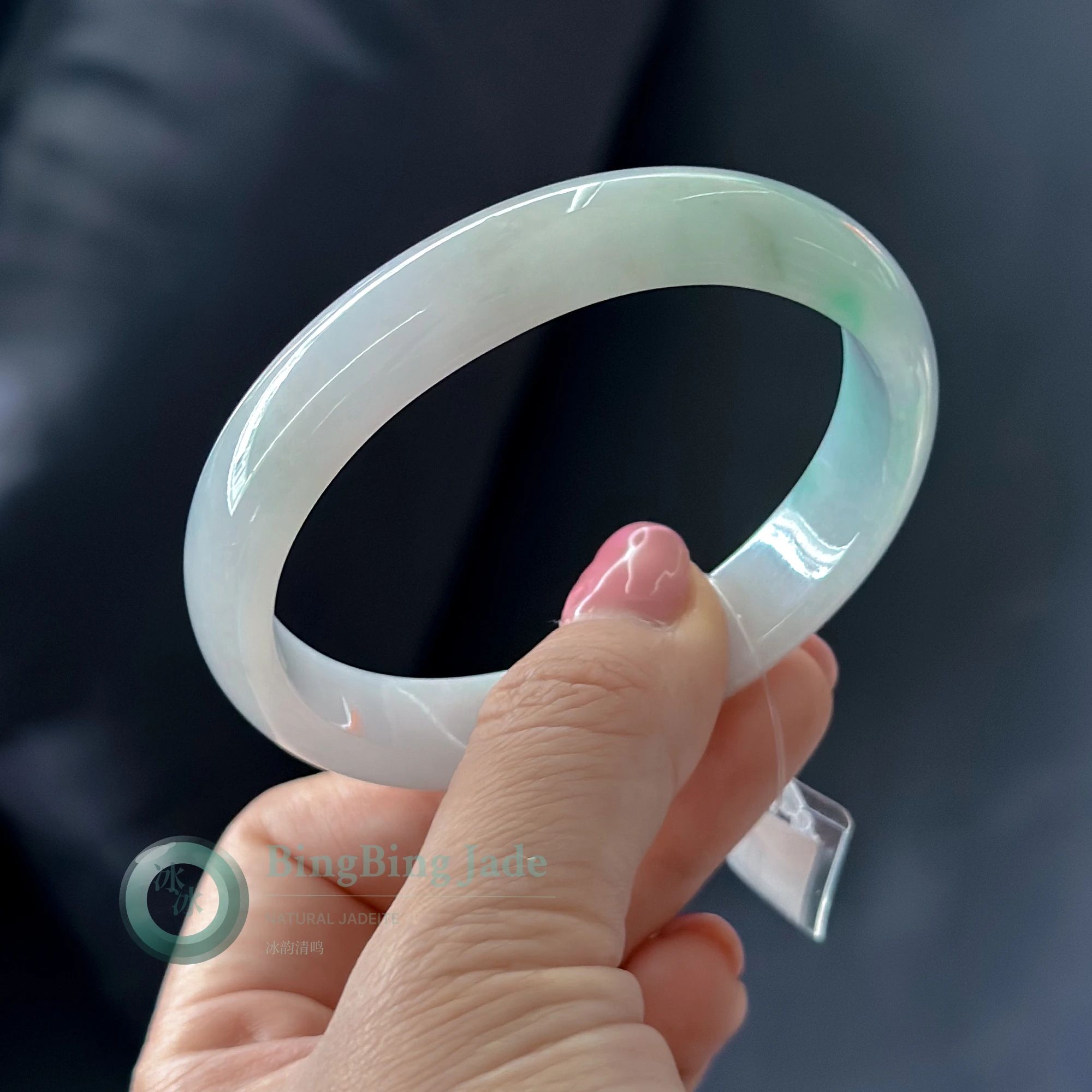 Soft Dreamy Bloom Jadeite Oval Guifei Bangle 57.8mm