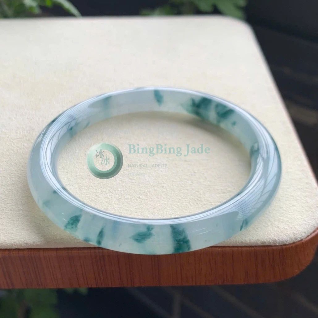 Icy Blue with Floating Teal Brushstrokes Bangle 54mm