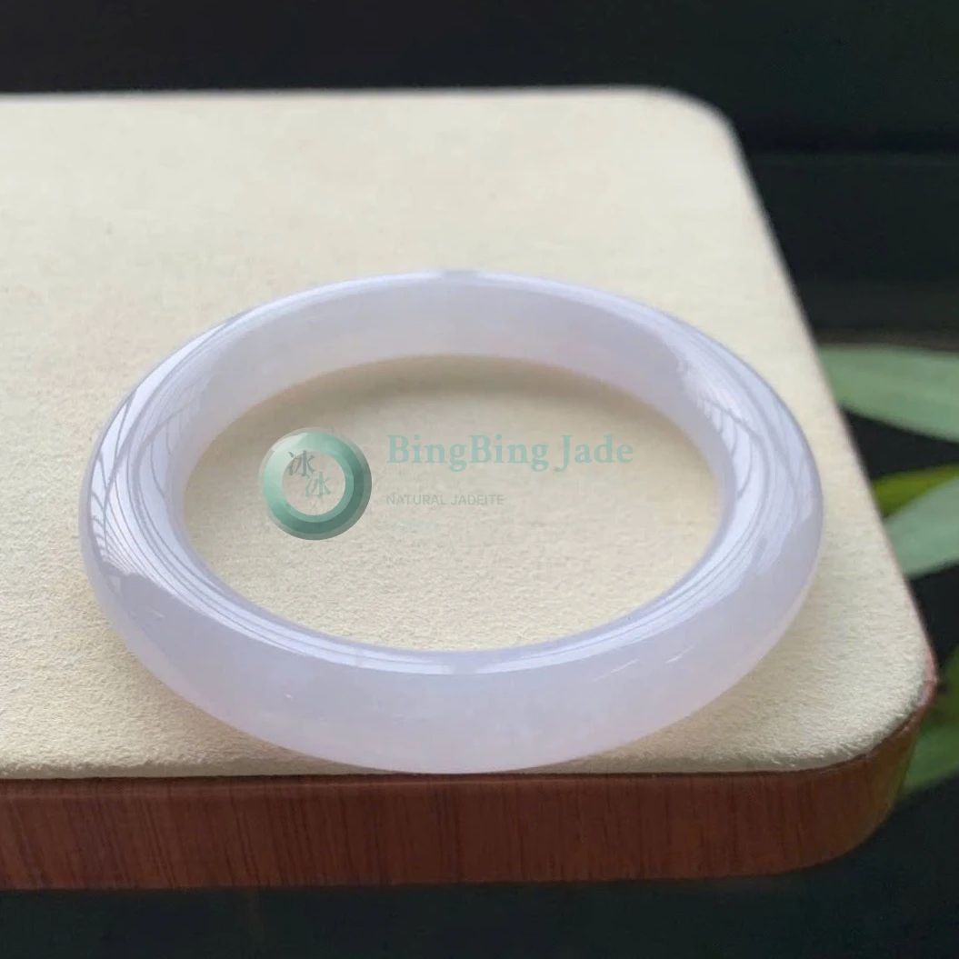 Icy Moonlight Jadeite Bangle 53.6mm — Pure Stillness