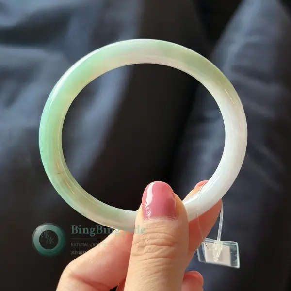 Spring Mist Floating Green Jadeite Bangle 55.8mm