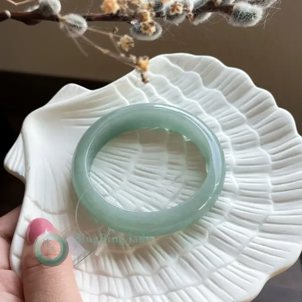 Aqua Glacier Jadeite Bangle 55mm — Collector-Grade Translucency