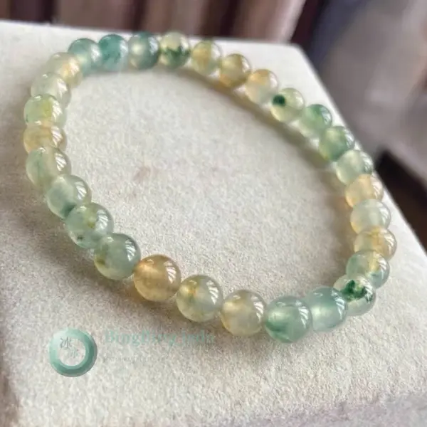 Icy Blue-Green & Honey Marbled Jadeite Bracelet 6mm
