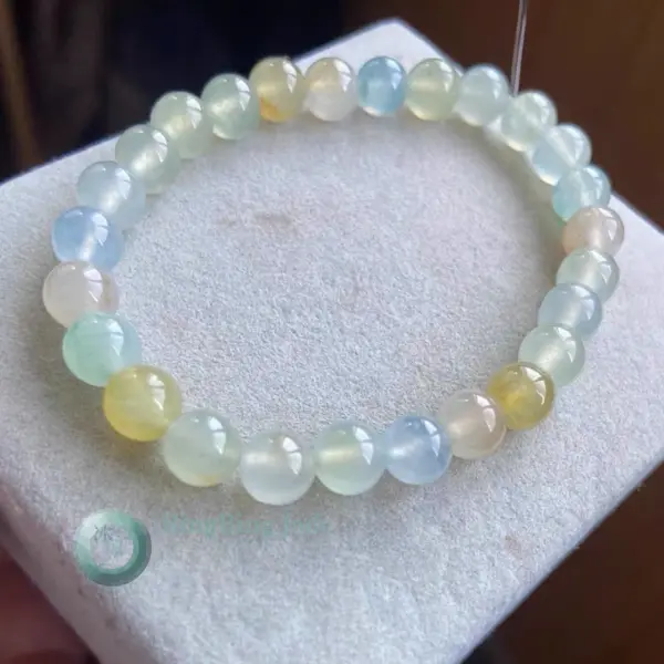 Icy Pastel Sorbet Jadeite Bead Bracelet 6.5mm
