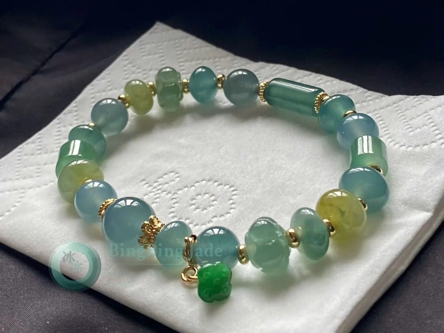 Icy Sea-Glass Multi-Treasure Jadeite Bracelet