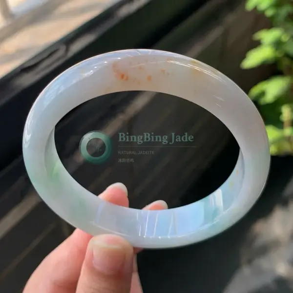 Soft White with Spring Green and Honey Marbling Bangle 57.6mm