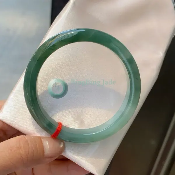 Icy Sea-Green Jadeite Bangle 56mm — Still Water Translucency
