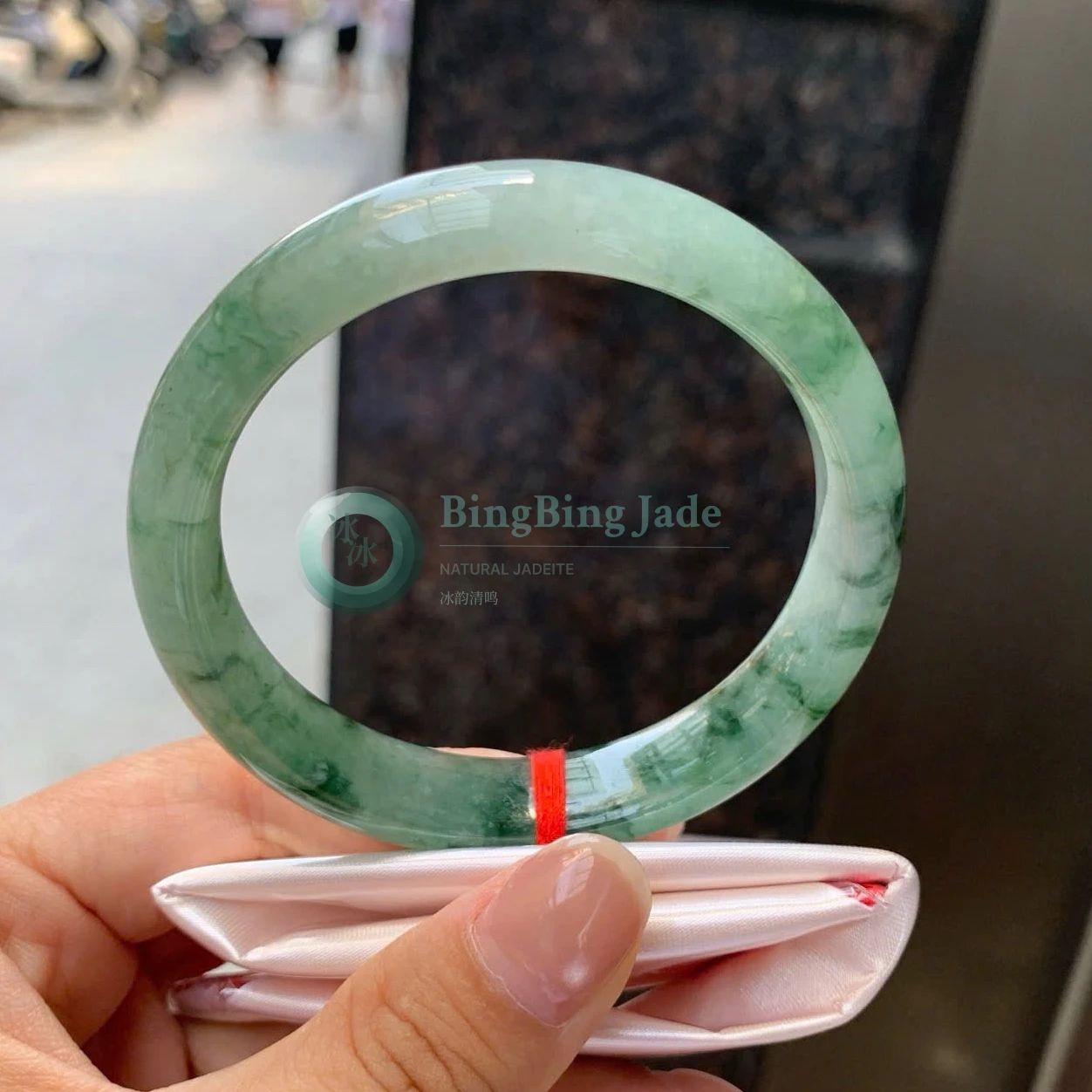 Icy Glutinous Floating Emerald Jadeite Bangle 56mm