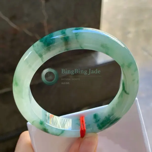 White with Floating Emerald Clusters Bangle 55mm