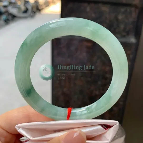 Icy Glutinous Spring Drift Jadeite Bangle 56.8mm